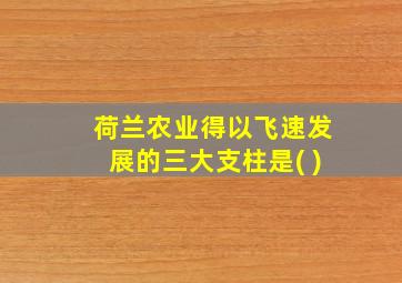 荷兰农业得以飞速发展的三大支柱是( )